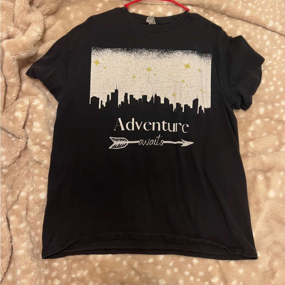 Adventure awaits black tshirt